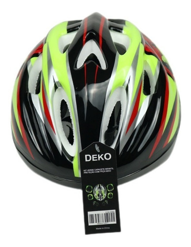 Imagem 4 de 8 de Kit Verde Capacete Joelheira Cotoveleira Munhequeira Infanti