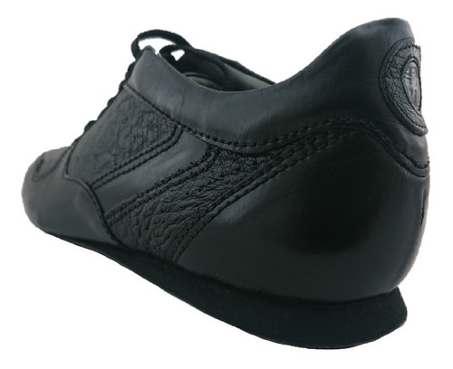 Tenis Hombre Casual Marca Franco Cuadra Piel Avestruz Negro
