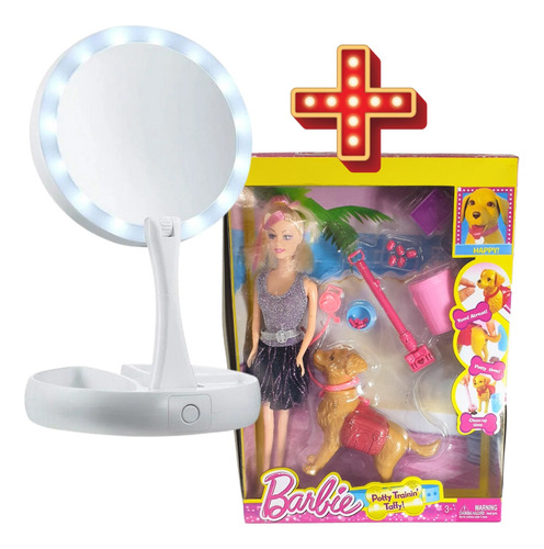 Espejo Redondo Doble Para Maquillaje Led + Regalo Perfecto