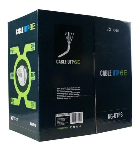 Imagen 1 de 5 de Cable Utp Categoría 6e Noganet Bobina 305mt Exelente Calidad