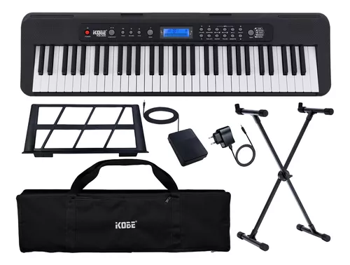 Kit Teclado Musical Iniciante Kobe KB-300 5/8 61 Teclas com Sensibilidade  ao Toque com Pedal Sustain e Suporte : : Instrumentos Musicais