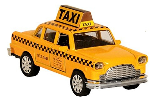 Nyc Taxi En Yellow Cab Con Pullback Action, Die Cast New Yo