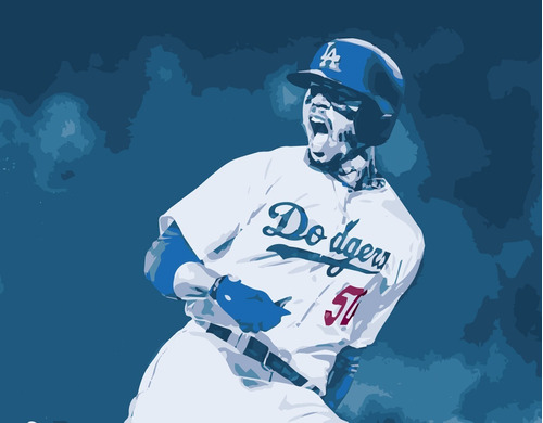 Canvas Mookie Betts Dodgers De Los Angeles Cuadro 54x39 Cms