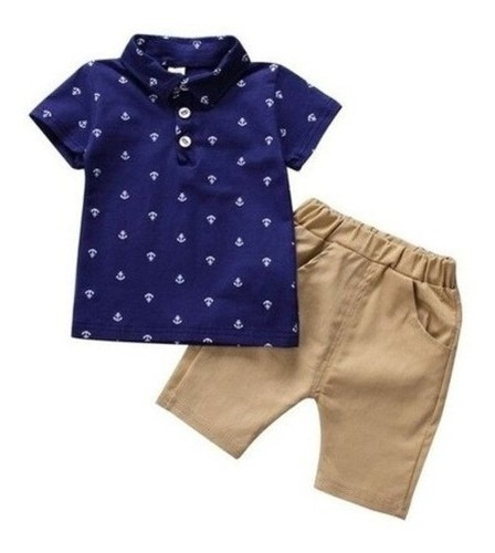 Conjunto Infantil Criança Menino Short + Camisa Polo 