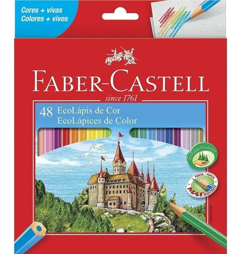 Lápis De Cor Faber Castell C/ 48 Cores Grátis Apontador