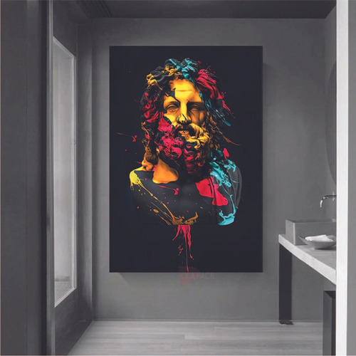 Cuadro Escultura Dorada Elegante Graffiti Canvas 90x60