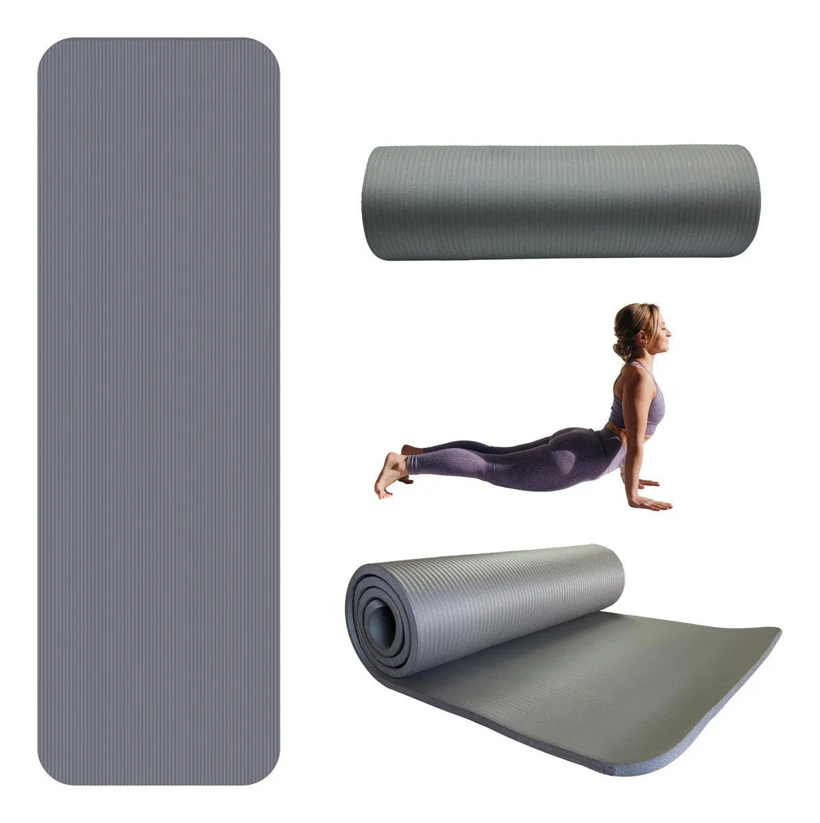 Tapete Yoga Ejercicio Gimnasia Colchoneta Mat 15mm Color Gris