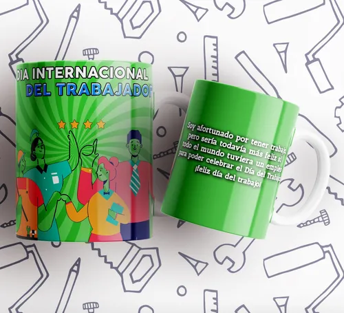 Kit Imprimible Plantillas Tazas Dia Del Trabajador M7
