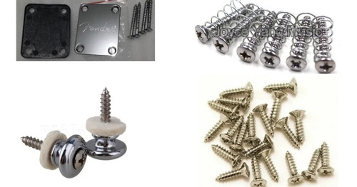 Imagem 1 de 5 de Kit Guitarra Parafusos Captador Escudo Rodanas Placa Fender