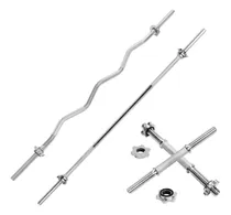 Comprar Barra Cromada Recta Y Z 120cm + Par De Mancuernas Pesas