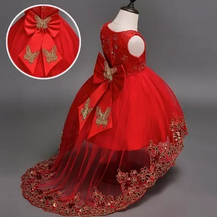 Vestido infantil Vermelho Daminha de Casamento Princesa - Vermelho