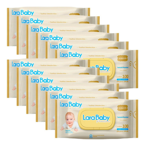 Kit C/12 Toalha Umed Lara Baby Premium C/100un