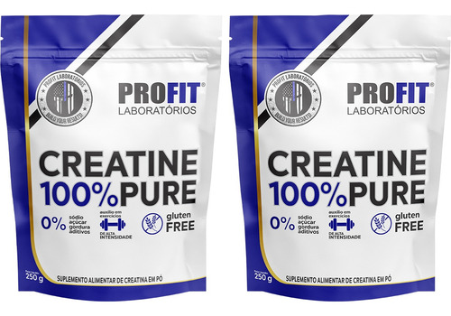 2x Creatina 100% Pura - Refil 250g (500g) - Profit Sabor Sem Sabor