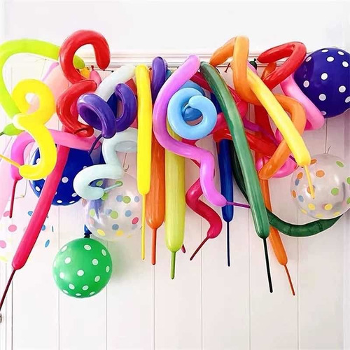 Imagen 3 de 5 de Globo Largo Liso Para Figuras Decoración Fiestas X40 Globos