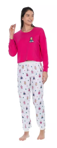 Pijama Dama/mujer De Pantalon Polar Y Playera Manga Larga