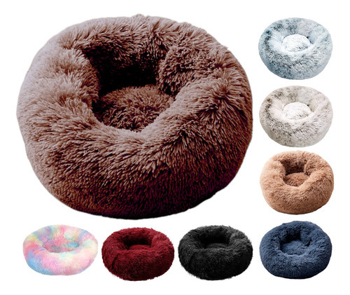 Cama Tipo Dona Antiestres Para Perros Raza Xxl / Gigante Color Chocolate
