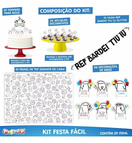 Kit Fiesta! Flork Meme - Bentô - 25 Balões + Topo De Bolo