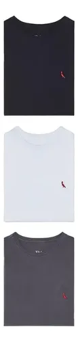 Kit 3 Camisetas Básicas Brasa Pica Pau Bordado Reserva