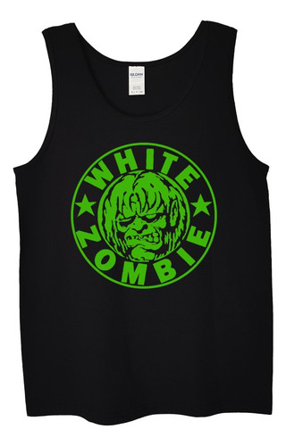 Polera Musculosa White Zombie Logo Verde Rock Abominatron