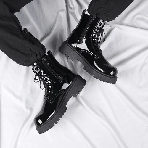 Botas Casuales Hombre Zapatos De Charol Plataforma Cómodo