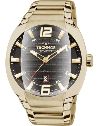 Relógio Masculino Technos Skymaster Dourado  Cor do fundo Preto