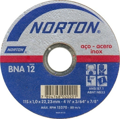 1 Disco Aco Inox Norton 4.1/2x1,0   Bna 12  Fera 104431
