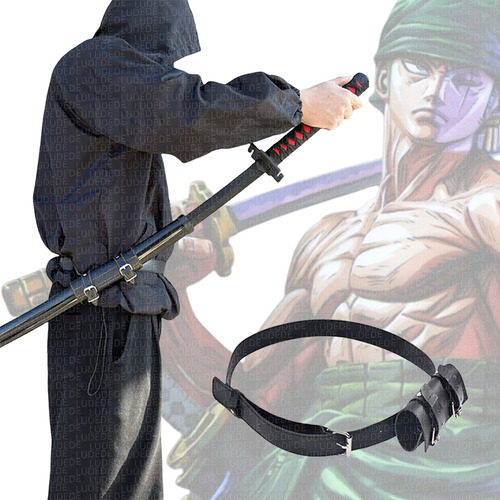 LUDEDE Roronoa Zoro Acero Katana - 104cm Yubashiri Anime One Piece Con Cinturón y Soporte - Espada Perfecta Para Cosplay, Colección