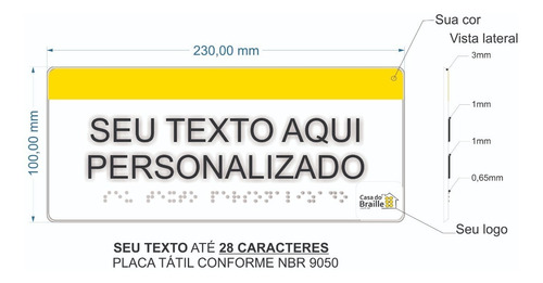 10 Placas Indicativas Visual E Tátil Braille E Relevo 