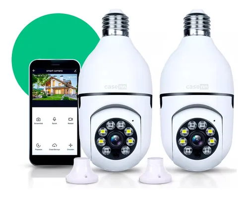 Kit 2 Câmeras Lampada De Segurança Ip Wifi Com Visão Noturna Inte...