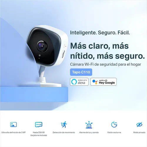 Tp-link, Cámara Seguridad Wifi Alarma 3mp Audio, Tapo C110 C