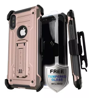 Funda Uso Rudo Ghostek Para iPhone X / Xs C/ Clip + Glass