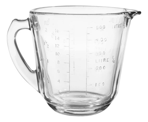 Pyro Rey Bowl Para Batidora 2 Tazas Medidora De Vidrio Tazon Color Transparente