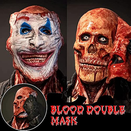 Máscara Aterradora De Halloween, Doble Capa De Joker Rasgada