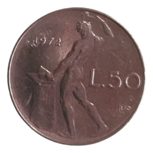 Moneda Italia 50 Liras 1972 Vulcano Km# 95.1 Sku0018