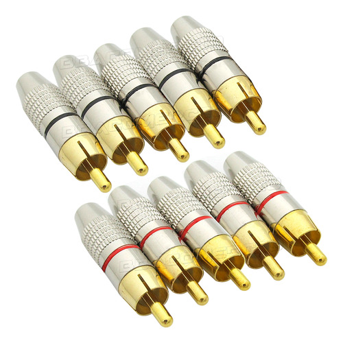 10 Unidades Adaptador Conector Plug Rca Macho Audio E Video