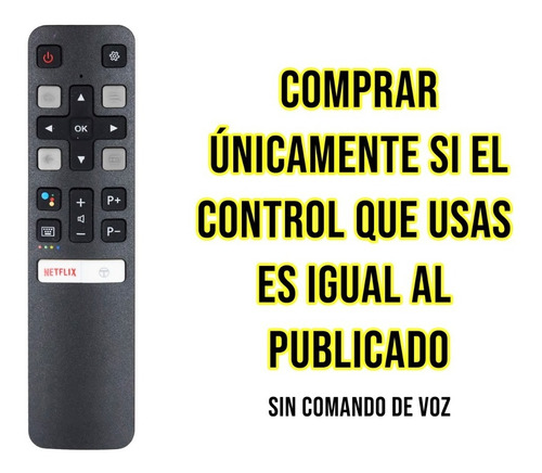 Control Remoto Tcl Rc802v Android Smart Tv Netflix Pantalla