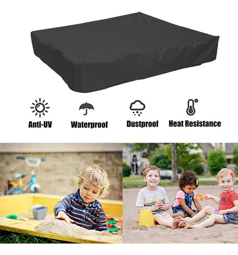 Cubierta Caja Arena Con Cordón A Prueba Polvo Anti Uv Negro