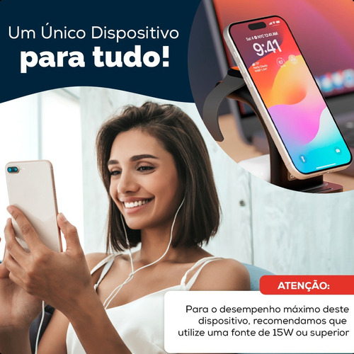 Carregador 15w Indução Magnético 5 Em 1 S/ Fio Turbo Celular