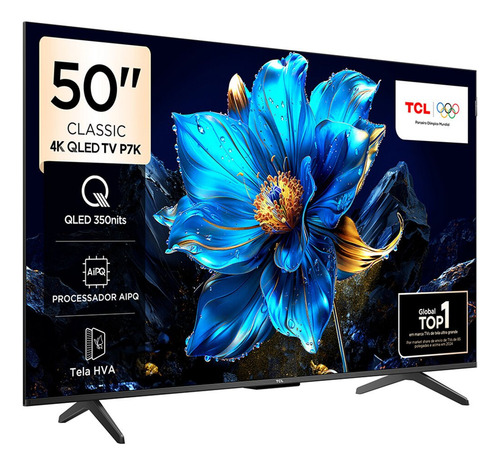 Smart Tv 50 Tcl, 4k Uhd, Qled, Google Tv - 50p7k