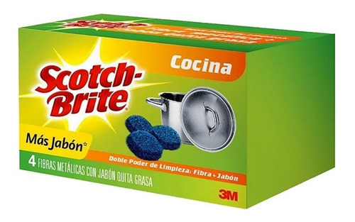 Fibra Metálica Con Jabón Scotch-brite 4 Piezas 3m