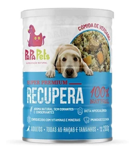 Ração Úmida P/ Cães Adultos Recupera Lata 280g Papapets Full