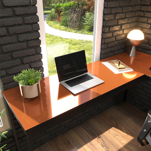 Mesa De Canto Em L Preto Com Cobre Para Home Office Ou Escritório - Estrutura Robusta E Design Industrial