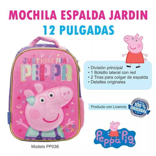 Mochila Espalda Jardin 12 Pulgadas Peppa Pig 3d Magic4ever