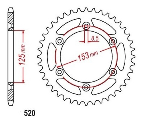 Corona Para Honda Xr 250 45 Dientes Cadena 520 Acero