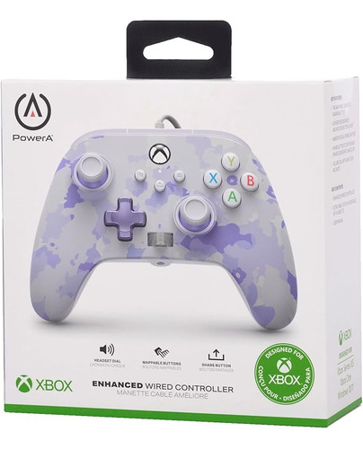 Joystick Xbox One Y Xbox Series Con Cable Power A Macrotec Color Camuflado Púrpura