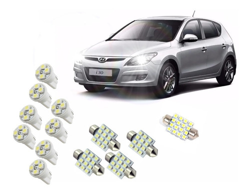 Kit Lâmpadas Led Hyundai I30 Luz Teto Placa Ré Quebra Sol