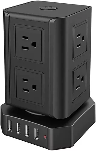 Regleta Multicontactos Hub De Alimentación De Torre Con Usb