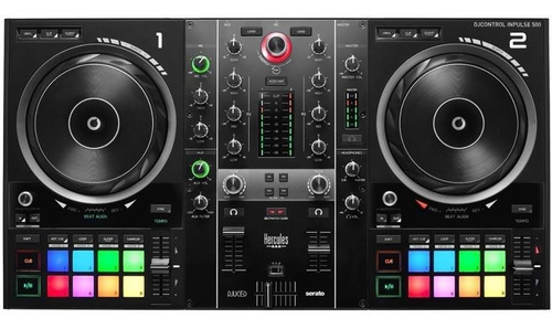 Controlador Dj Hercules Djcontrol Inpulse 500  Color Negro + Base para Portatil