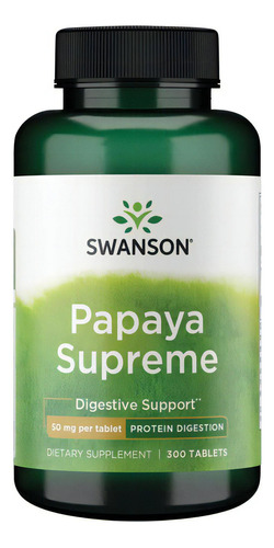 Swanson | Papaya Supreme | 50mg Papaína X Tab | 300 Tabs Sabor Neutro