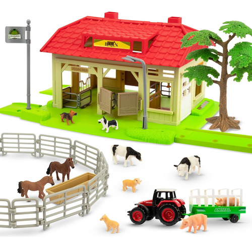 Animales De Granja Con Granero Con Figuras Toymany